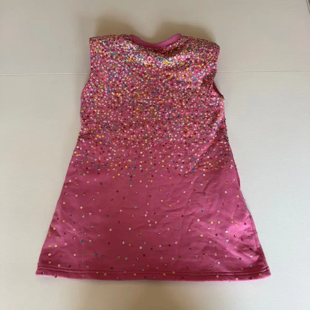 Queen of Sparkles Pink Sleeveless Mini Dress With Shoulder Pads Girls Size Small